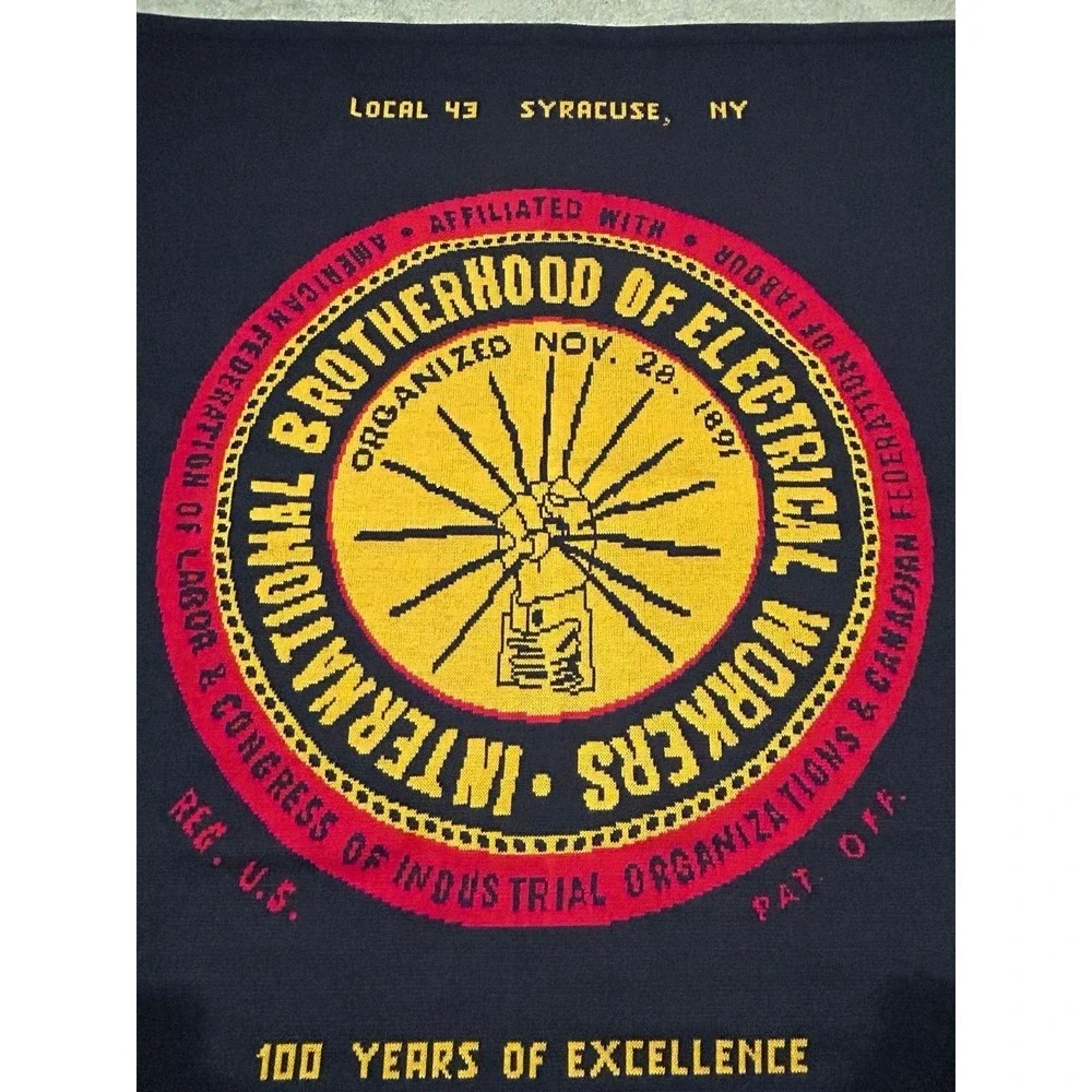 Vintage International Brotherhood of Electrical Workers Knitted Acrylic‎ Blanket